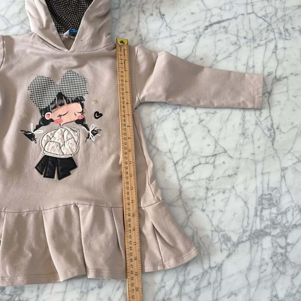 Mayoral Kids Beige Embroidered Kissy Girl Dress Sz 5T